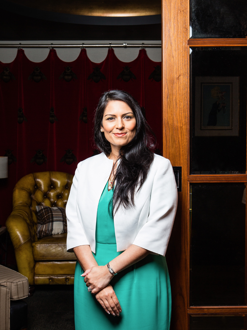 Priti Patel, Conservative Politician, new secretary of state for international development and MP for Witham photographed at Blue Boar restaurant, London in June 2016